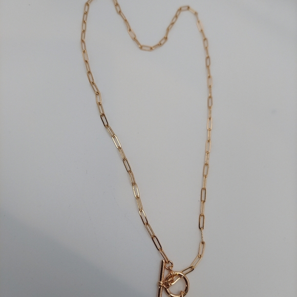 Beautiful Rosetone Paperclip Necklace w/Initial Pendant, Toggle front, VGC. - Picture 8 of 11